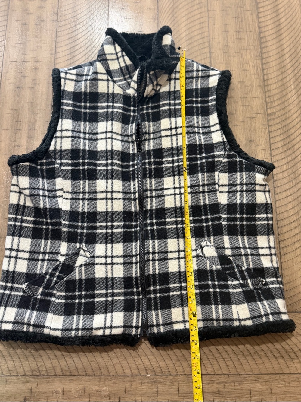 Woolrich Black & White Plaid Fleece Vest for Kids